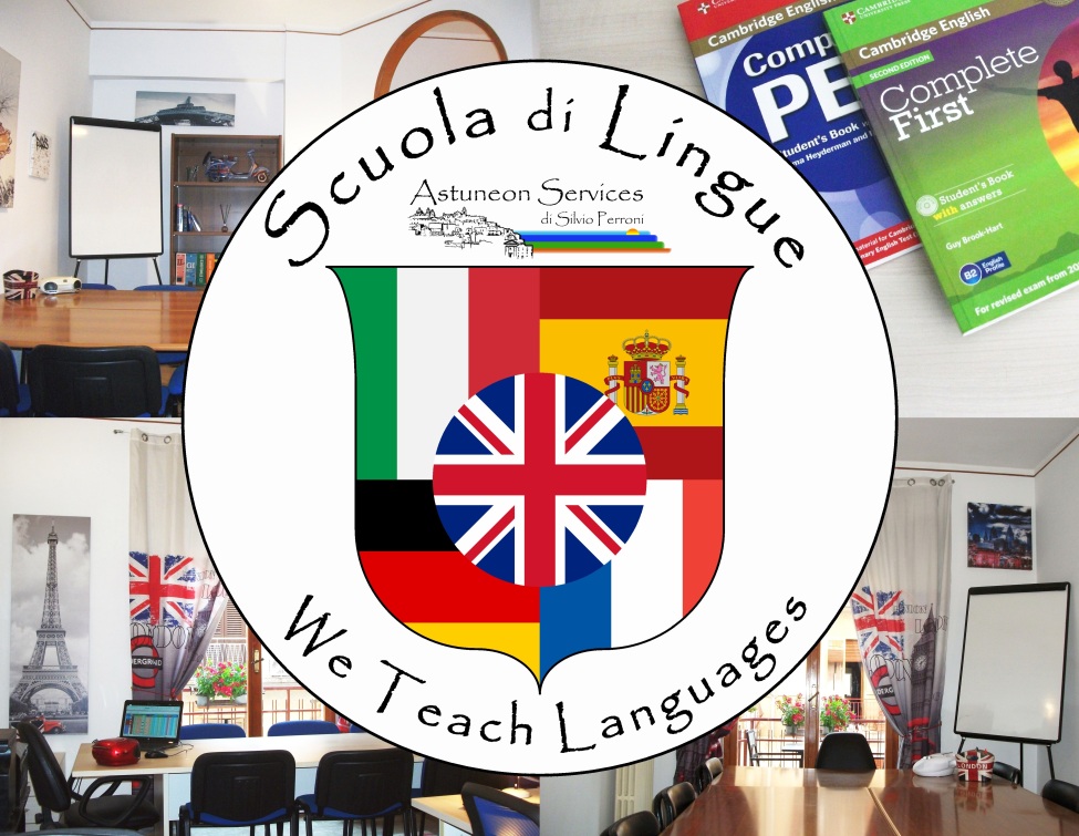 Scudo Lingue Scuola con Logo Astuneon Services.